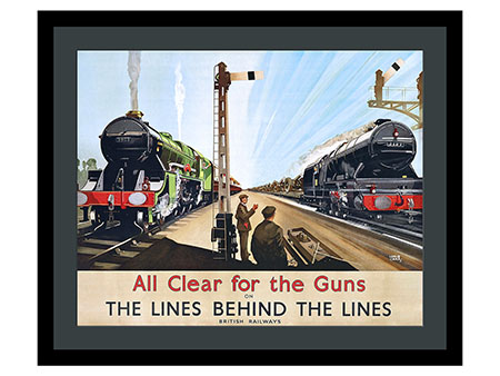 All Clear For The Guns Steam Train British Railways Advertising Poster By Leslie Carr 1942 Framed