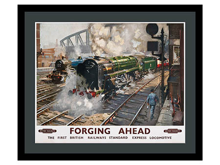 Forging Ahead British Railways Steam Train Poster By Terence Cuneo 1950 Framed