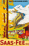 Saas Fee Winter Resort Travel Poster By Wilhelm Friedrich Burger 1925